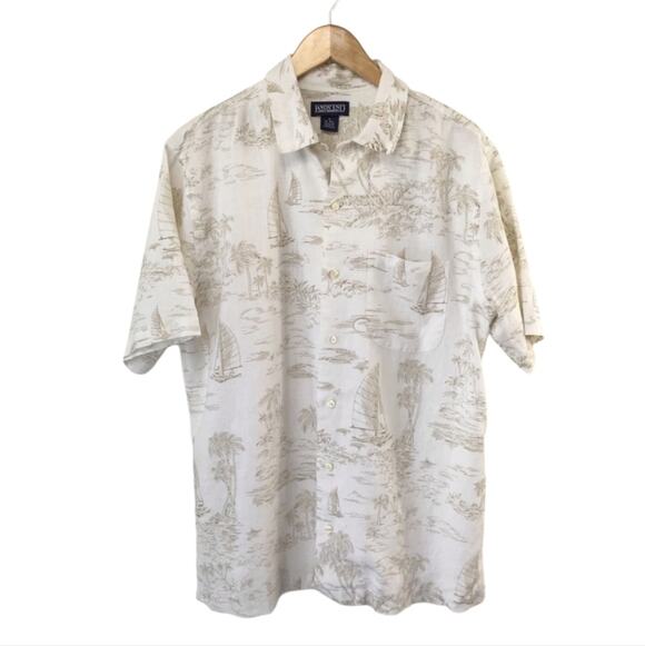Lands' End Other - Land’s End Hawaiian 100% Linen Button Up Short Sleeve Shirt Medium
